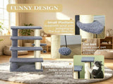 Gray 4-Tier Cat Climbing Steps with Scratching Posts, for High Bed & Sofa Bedroom/Living Room 56118925