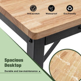 60" Adjustable Workbench for Garage, Rubber Wood Heavy Duty Workstation with Power Outlets & Wheels, W1422P218520