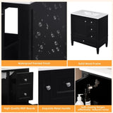 30 Inch Vanity with Ceramic Sink, Grey with 3 Drawers, Solid Wood Frame Modern N710P247499B