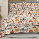 Pumpkin Autumn Leaves Design Quilt Set 3 Pieces Queen Size All Seasons Bedding Quilt Bed Set with 2 96849321