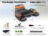 350lbs Inflatable Fishing Float Tube - 2 Air Chambers, Rod HolderFish Ruler, OrangeGray 91995958