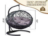 Cat Swing Bed with Stand & Cushion, Cat Egg Chair with Rattan Wicker Appearance, Indoor Hanging 05489427