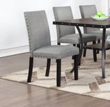 Grey Fabric Modern Set of 2 Dining Chairs Plush Cushion Side Chairs Nailheads Trim Wooden Chair B011119660