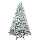 Artificial 5ft Flocked Christmas Tree with 600 PVC Branch Tips, Pine cone*27pcs, memory wireiron 67157534