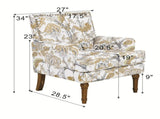 Accent Chair, Floral Armchair, Nailhead Trim, Gold and Grey Decor, Solid Wood Legs, Farmhouse 14714328