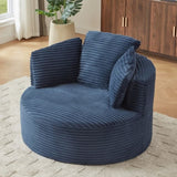 Compressible Corduroy Round Chair with Cushioned Backrest - Modern Comfort Seating for Living W2339P323617