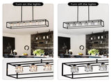 6-Light Farmhouse, Modern Industrial Linear Rectangular Crystal Pendant Light Cage W1592P232593
