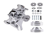 Long Water Pump& 2 / 3 Groove Crankshaft Pulley Kit fit for SBC Chevy 305 350 Chrome 16994901