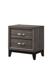Contemporary 2-Drawer Nightstand End Table Gray Brown Finish Two Storage Drawers Metal Handles B011P159823