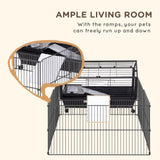 Small Animal Playpen Cage w/ Rolling Caster, Water Bottle, 35" L W2225140476