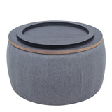 ZNTS Round Storage Ottoman, 2 in 1 Function, Work as End table and Ottoman, Dark Grey 82769638