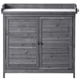 TOPMAX Outdoor 39" Potting Bench Table, Rustic Garden Wood Workstation Storage Cabinet Garden Shed WF285324AAE