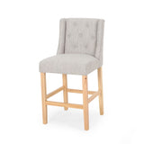Vienna Contemporary Fabric Tufted Wingback 27 Inch Counter Stools, Set of 2, Light Gray, Natural 64853.00LGRY