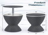 Gray Outdoor Imitation Rattan Ice Cooler Side Table 8Gal 2-Height Adjustable with Drain Plug 49158716