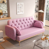 Loveseat sofa with tulip pattern Modern Upholstered Two Seater PU Sofa with 2 dumpling-shaped throw W1767106514