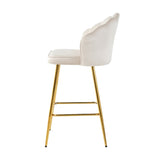 Shell shape off white velvet bar chair, gold-plated metal chair legs, suitable for coffee shop, bar, W210P224255