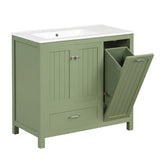 ZNTS 36" Bathroom Vanity with Sink, One Cabinet with Two doors and One Big Drawer and One Flip Drawer, 04654643