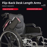 Folding Manual Transport Wheelchair, 20 " Seat With Front and Rear Locking Hand Brakes, 24 " Quick W3121P297087