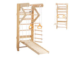 6-in-1 Swedish Ladder Wall Gym, Indoor Kids Playground with Swing, Rope Ladder, Pull-Up Bar, Slide, W1422P474542