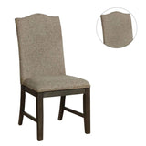 Transitional Set of 2 Side Chairs Espresso Warm Gray Nail heads Solid wood Chair Fabric Upholstered B011104798