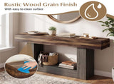 63" Long Narrow Entryway Table with Anti-Tip Safety, Farmhouse Sofa Console Table with 2-Tier 60476071