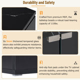 ON-TREND Modern APP Controlled LED TV Stand for TVs Up to 105'', Faux Marble Tabletop Media Console N721P171537B