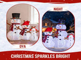 Set of 3 Lighted Snowman Family Christmas Yard Decorations, 4FT 3FT 2FT Pre-lit Pull Up Snowman with 22470567