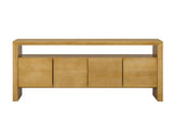 U_Style 60" 4-Door Sideboard, Modern Minimalist Solid Veneer Sideboard with Open Shelf, Natural N711P289132O