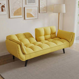57 inch yellow sofa Soft two armrests throw pillow pillow comfortable fit apartment bedroom small W1658135107