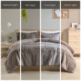 King/Cal King Shaggy Long Fur Comforter Mini Set B03595901