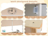 Gray Wooden Kids Play Kitchen with 13 Accessories, Pretend Cooking Set for Toddlers 3 86229535