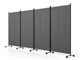 4 Panel Folding Rolling Room Divider with Lockable Universal Wheels, Non-See-Through Polyester 17275363