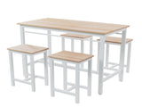 5-piece modern kitchen table with four bar stools Bar table set 5PC,metal frame and MDF, white 92378769