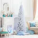 6 Feet White Artificial Christmas Pencil Tree with Folding Metal Stand 40601858