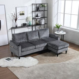 UNITED WE WIN Sofa for three, solid wood frame, Chenille fabric, side pocket, with two cup holders, W1568142738