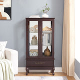 Curio Cabinet Lighted Glass Cabinet Glass Wine Cabinet Curio Display Cabinet with Adjustable Glass W2275P199813