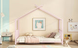 Twin Size Metal House Platform Bed, Pink MF322835AAH
