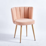 Modern beige dining chair with iron tube wood color legs, shorthair cushions and W23461124