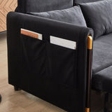 MH 54" Modern Convertible Sofa Bed with 2 Detachable Arm Pockets, Velvet Loveseat Sofa with Pull Out W1193P254888