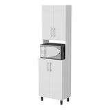FM FURNITURE Ko Vaya Double Cabinet Kitchen Pantry with Open Storage. White B128P283297