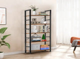 5-Shelf Wood and Metal Storage Shelf with Adjustable Feet, Waterproof & Scratch-Resistant, Rustic 60305599