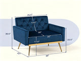 Blue Modern Tufted Velvet Accent Chair, Ergonomic Wide Seat Single Sofa Chair with Padded Armrests, 12808799