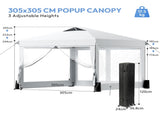 10x10 FT Folding Canopy Tent with 4 Sidewalls, One-Push Central Lock Outdoor Canopy with 2 Clear 43657061