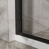 Goodyo Double Sliding Glass Shower Door 60 in. W x 72 in. H Aluminum Framed Shower Enclosure with D163107683