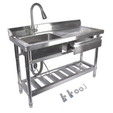 Stainless Steel Kitchen Sink Commercial Freestanding Utility Sink with Drawer and Pull-Out Faucet 64460763