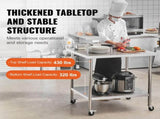 24x36x38 Inch Stainless Steel Prep Table, Equipped with 4 Casters and 3 Height Settings, Durable for 28004674