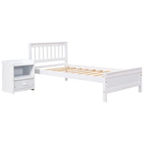 Twin Bed with Headboard and Footboard for Kids, Teens, Adults,with a Nightstand,Wite W50459230