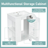 24" Bathroom Vanity with Sink, Bathroom Cabinet with Door Shelf, Side Open Storage, Solid Wood N759P293645K