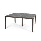 Outdoor Modern Aluminum Dining Table with Woven Accents, Gloss Black 65144.00BZE