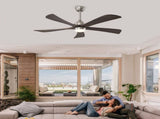 52" 5PCS Solid Wood Blades Ceiling Fan with Lights Remote Control,Quiet DC Motor 3 Blade Ceiling W3596P460840
